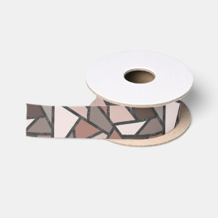 Shades of brown stained glass pattern satin ribbon