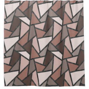 Shades of brown stained glass pattern shower curtain