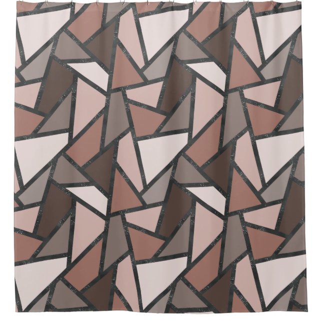 Shades of brown stained glass pattern shower curtain (Front)