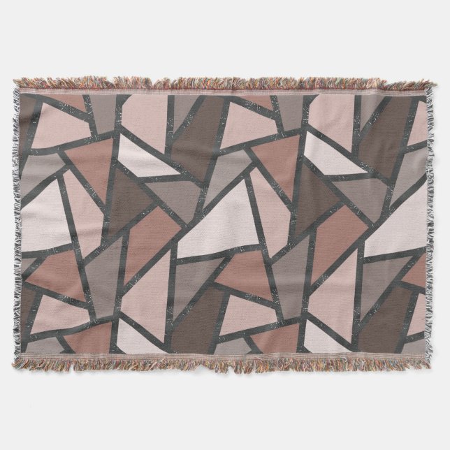 Shades of brown stained glass pattern throw blanket (Front)