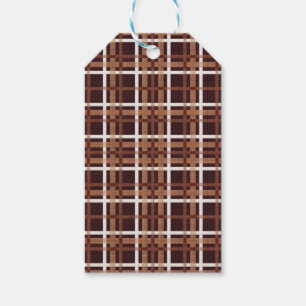 SHADES OF BROWN & WHITE PLAID PATTERNS GIFT TAGS
