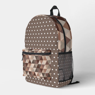 SHADES OF CHOCOLATE BROWN POLKA DOTS & TRIANGLES PRINTED BACKPACK
