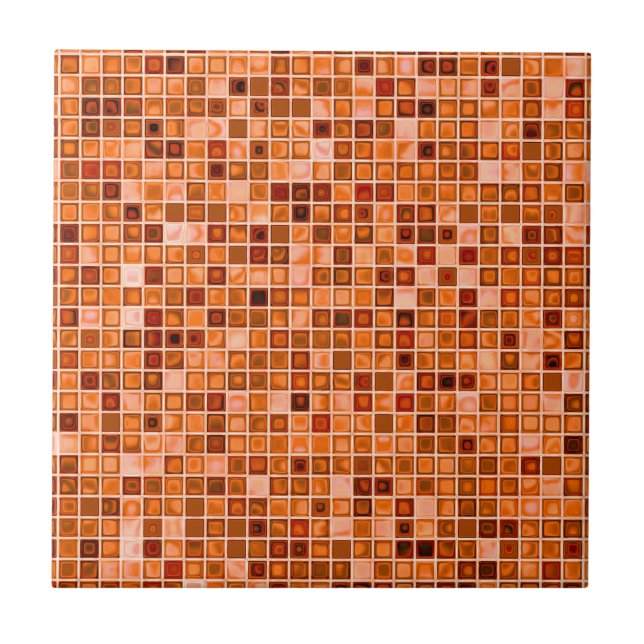 Shades Of Copper Tan 'Watery' Mosaic Tile Pattern (Front)