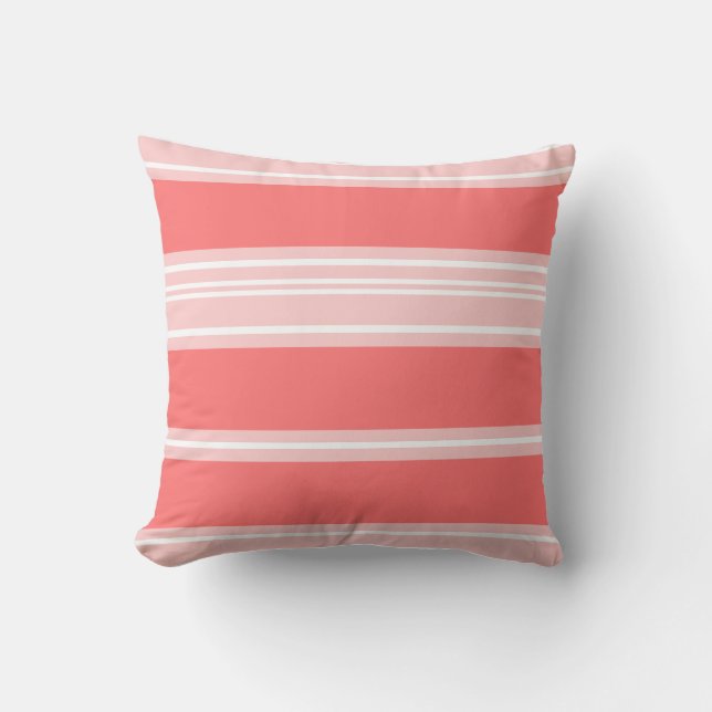 Shades of Coral and Living Coral Cushion (Front)