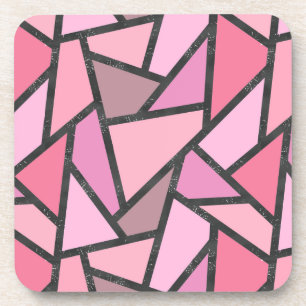 Shades of coral stained glass pattern coaster