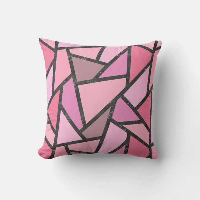 Shades of coral stained glass pattern cushion (Front)
