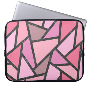 Shades of coral stained glass pattern laptop sleeve