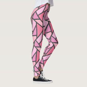 Shades of coral stained glass pattern leggings