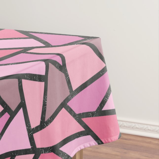 Shades of coral stained glass pattern tablecloth (In Situ)