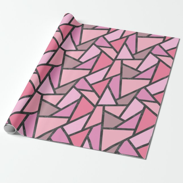 Shades of coral stained glass pattern wrapping paper (Unrolled)