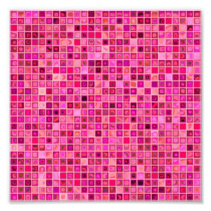 Shades Of Dark Pink 'Watery' Mosaic Tile Pattern Photo Print