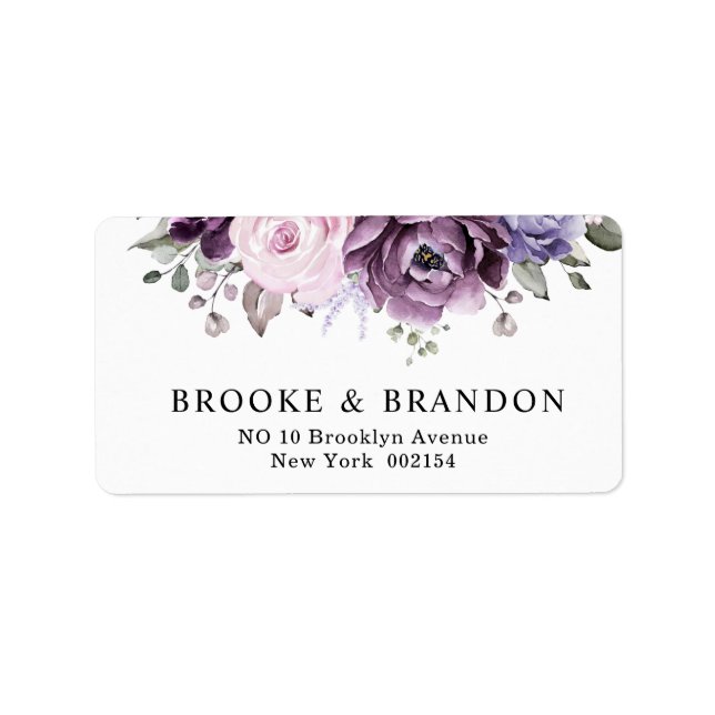 Shades of Dusty Purple Blooms Address Label (Front)