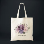 Shades of Dusty Purple Blooms Bridal Shower Gift Tote Bag<br><div class="desc">Elegant and modern floral midsummer bridal shower gift features a bouquet of watercolor roses peonies in shades of purple plum, dusty rose, dusty pink , mauve, sage with lush green botanical leaves and eucalyptus. Please find more matching designs and variations from my "blissweddingpaperie" store. And feel free to contact me...</div>