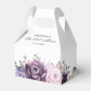 Shades of Dusty Purple Blooms Floral Bridal Shower Favour Box