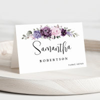 Shades of Dusty Purple Blooms Floral Guest Name