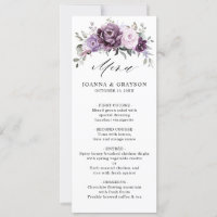 Shades of Dusty Purple Blooms Floral Menu Card