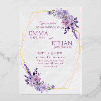 Shades of Dusty Purple Blooms Geometric Wedding