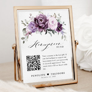 Shades of Dusty Purple Blooms  Honeymoon Fund Sign
