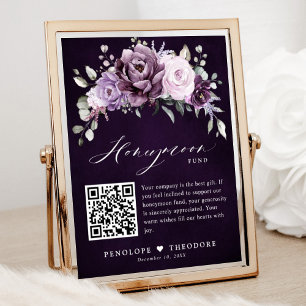 Shades of Dusty Purple Blooms  Honeymoon Fund Sign
