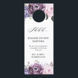 Shades of Dusty Purple Blooms Moody Floral Wedding Door Hanger<br><div class="desc">Elegant and modern floral midsummer wedding door hanger features a bouquet of watercolor roses peonies in shades of purple plum, dusty rose, dusty pink , mauve, sage with lush green botanical leaves and eucalyptus. Please find more matching designs and variations from my "blissweddingpaperie" store. And feel free to contact me...</div>