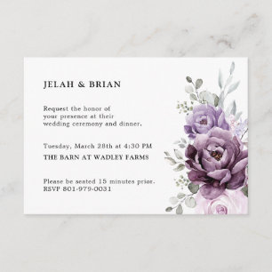 Shades of Dusty Purple Blooms Moody Floral Wedding Enclosure Card
