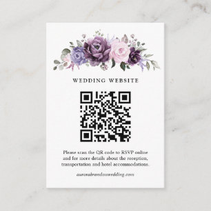 Shades of Dusty Purple Blooms Moody Floral Wedding Enclosure Card