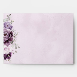 Shades of Dusty Purple Blooms Moody Floral Wedding Envelope
