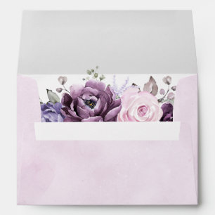 Shades of Dusty Purple Blooms Moody Floral Wedding Envelope