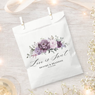Shades of Dusty Purple Blooms Moody Floral Wedding Favour Bag