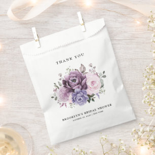 Shades of Dusty Purple Blooms Moody Floral Wedding Favour Bag