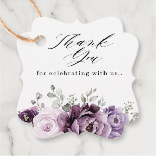 Shades of Dusty Purple Blooms Wedding Thank You Favour Tags