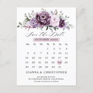 Shades of Dusty Purple Calendar Save the date Postcard