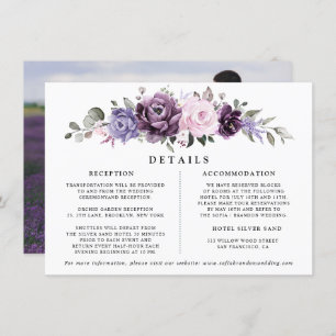 Shades of Dusty Purple Floral Wedding Details Enclosure Card