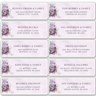 Shades of dusty Purple Plum Wedding Guest Address 