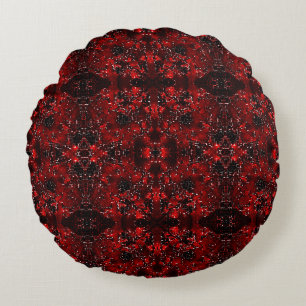 Shades of foliated red with white dotted round cushion