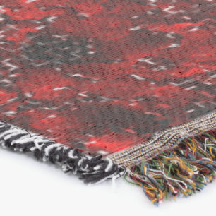 Shades of foliated red with white dotted throw pil blanket
