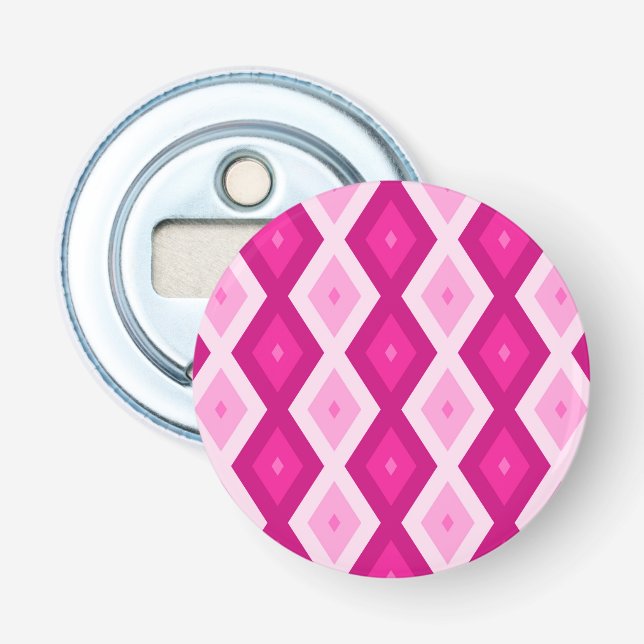 Shades of fuchsia diamond pattern bottle opener (Front)