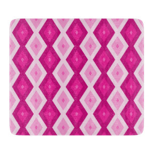 Shades of fuchsia diamond pattern cutting board