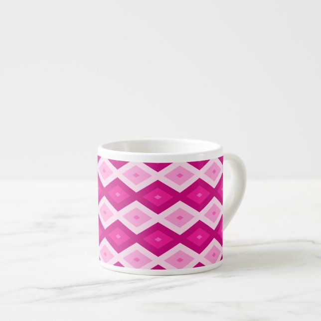 Shades of fuchsia diamond pattern espresso cup (Front Right)