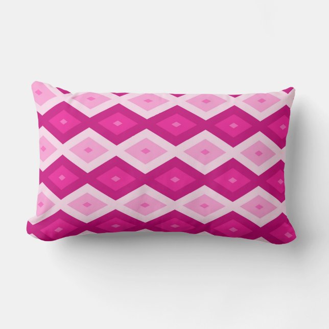 Shades of fuchsia diamond pattern lumbar cushion (Front)