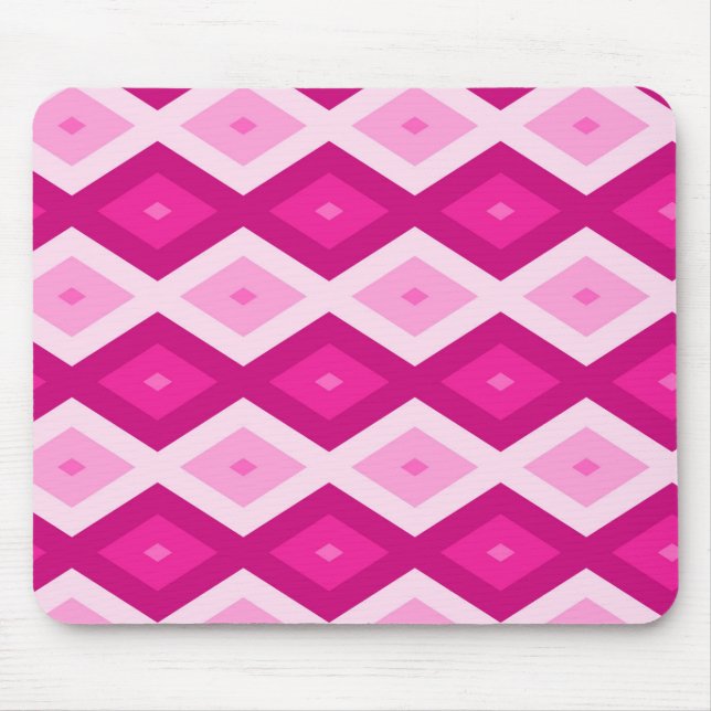 Shades of fuchsia diamond pattern mouse pad (Front)