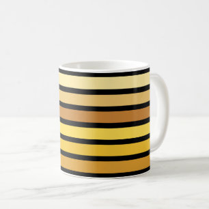 Shades Of Golden Yellow Stripes On Black Coffee Mug