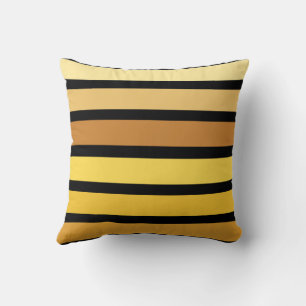 Shades Of Golden Yellow Stripes On Black  Cushion