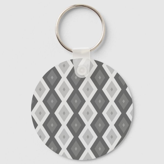 Shades of gray diamond pattern key ring (Front)