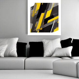 Shades of Gray & Yellow Abstract Canvas Print