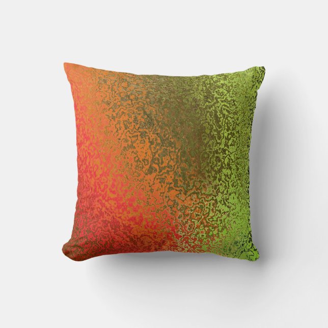 Shades of Green and Orange Pattern Pillow (Front)