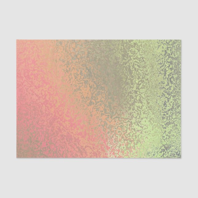 Shades of Green and Orange Pattern Tissue Paper (Front)