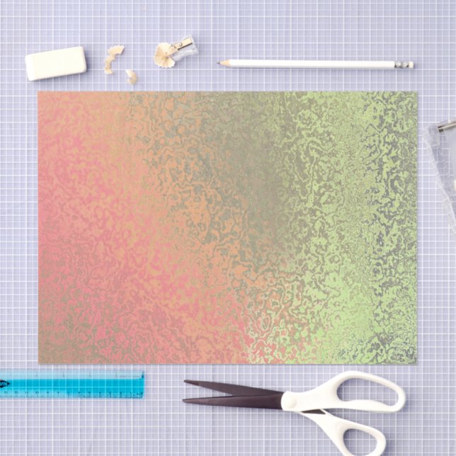 Shades of Green and Orange Pattern Tissue Paper (Craft)
