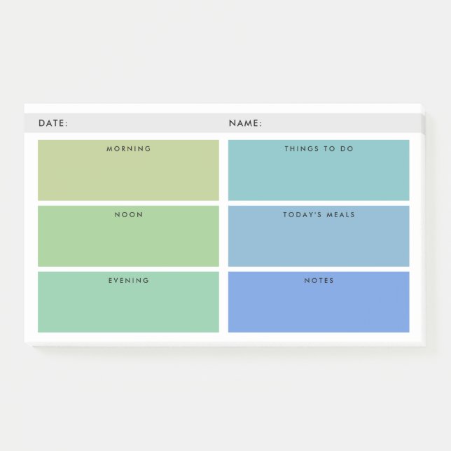 Shades of Green & Blue Daily Organiser Post-it Notes (Front)
