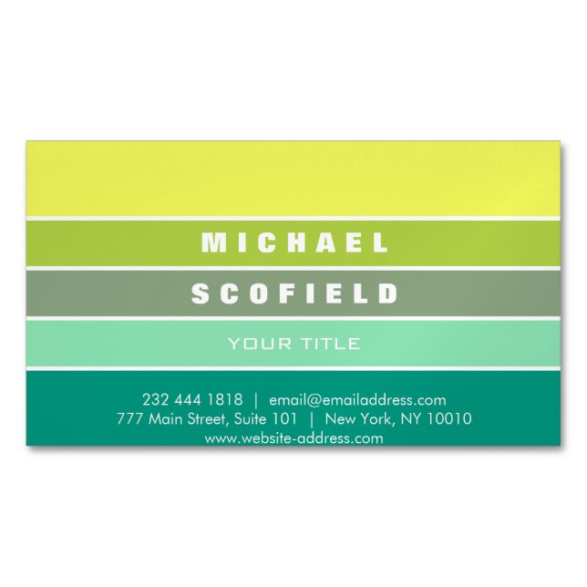 Shades of Green Colour Palette 001 Magnetic Business Card (Front)